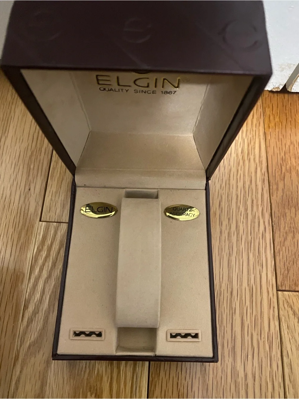 Elgin Men's Two-Tone Black Dial Watch With Box Untested